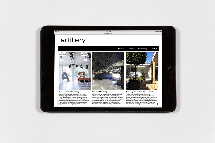 Artillery Interior Architecture website
